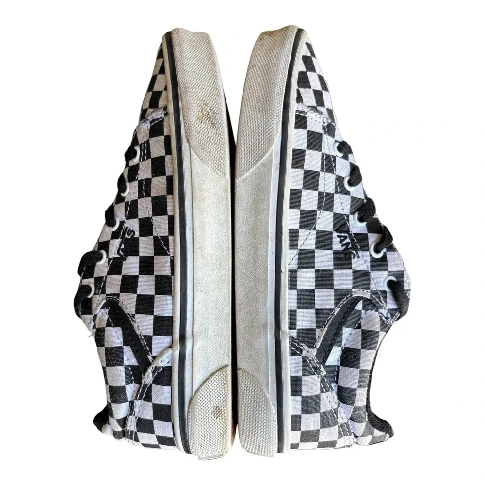 Vans Checkerboard Sneakers Youth 4‎ Black White Lace Up Skate Shoes